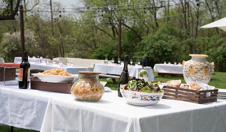 outdoor wedding setup